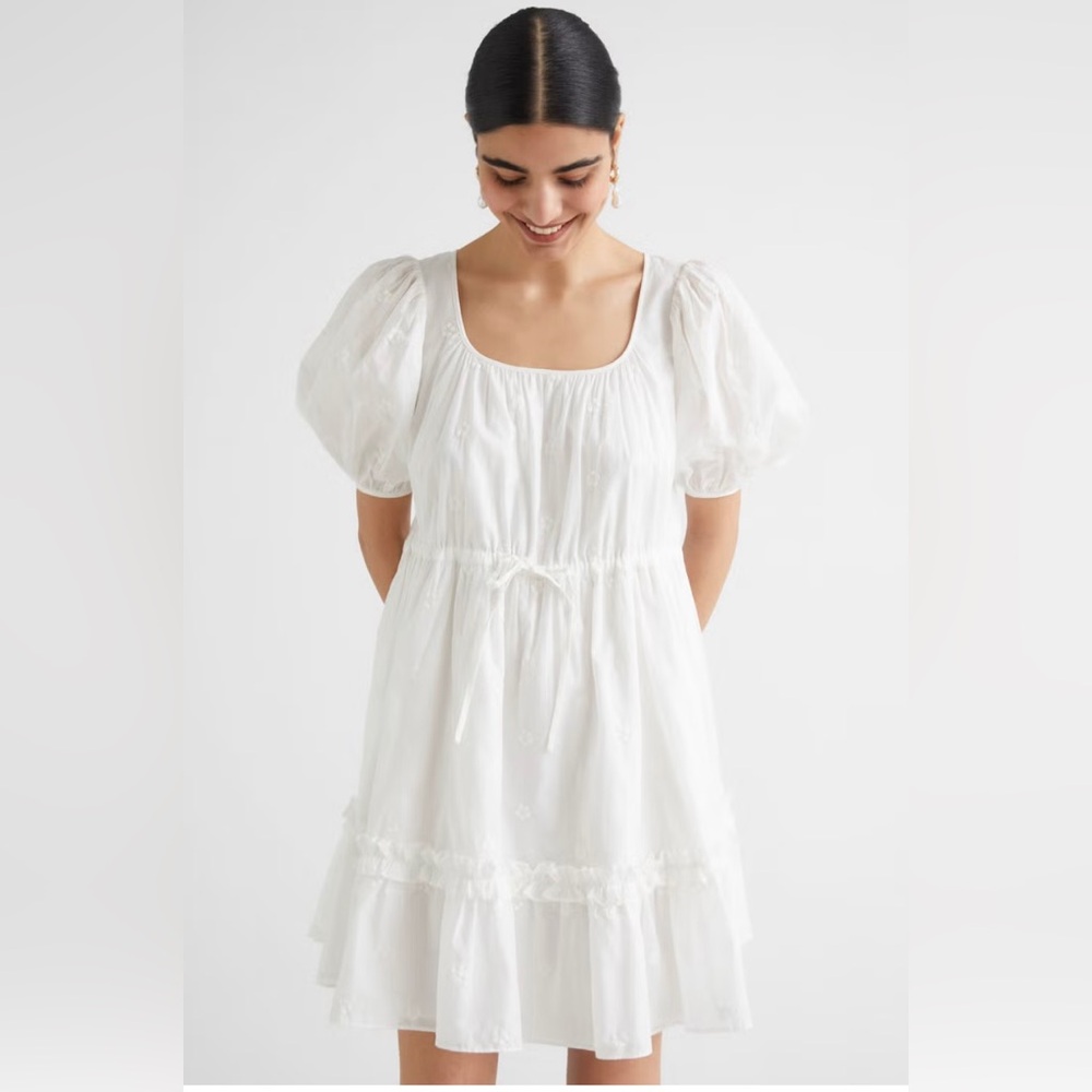 & Other Stories Tiered Puff Sleeve Mini Dress